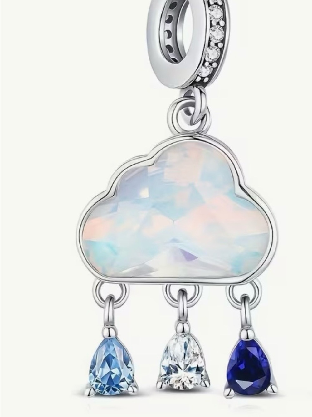 New with box - Opal Cloud Dangle Charm with Blue Rain Drops - Women Jewelry